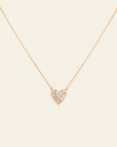 7mm Diamond Heart Necklace - 18k Solid Gold