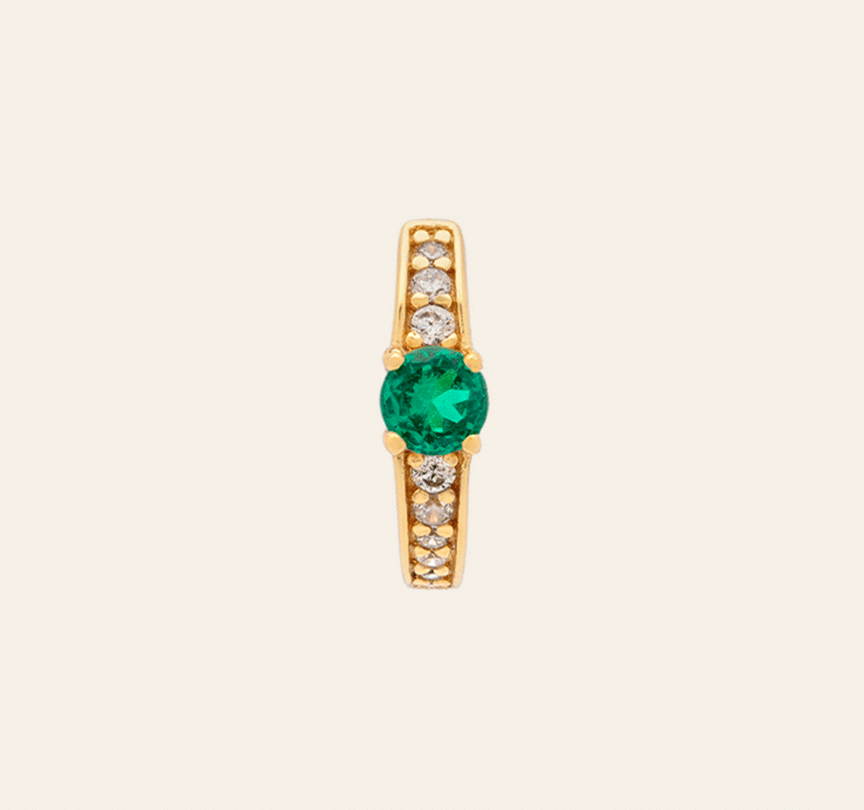 Emerald Gemstone Huggie - Gold Vermeil