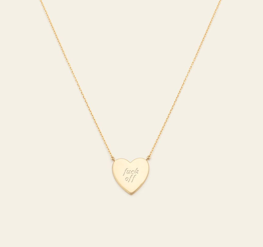 *Preorder* F Off Heart Necklace - Gold Vermeil