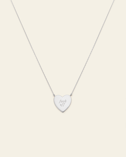 F Off Heart Necklace - Sterling Silver