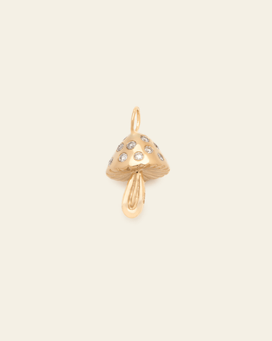 Magic Mushroom Charm - 10k Solid Gold / Diamond