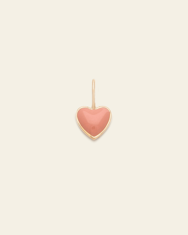 Pink Heart Charm - 14k Solid Gold