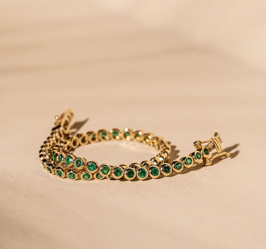 *Made To Order* Emerald Tennis Bracelet - 14k Solid Gold
