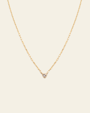 Topaz Heart Charm Necklace - 10k Solid Gold