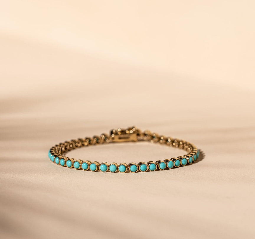 *Made To Order* Turquoise Tennis Bracelet - 14k Solid Gold