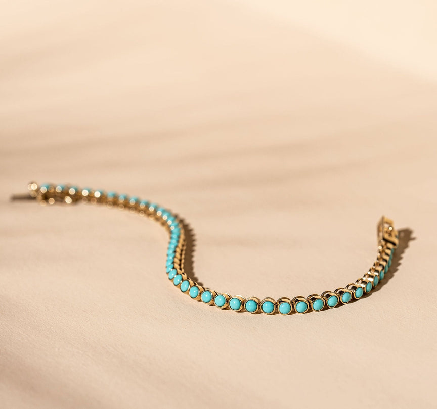 *Made To Order* Turquoise Tennis Bracelet - 14k Solid Gold
