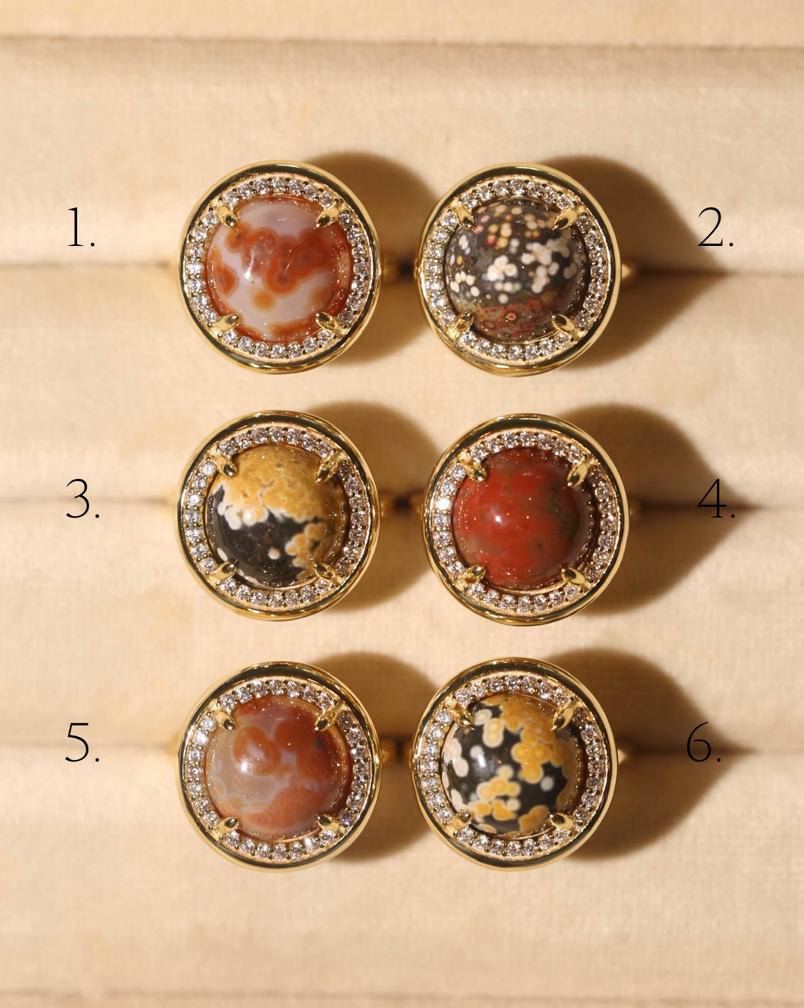 OOAK Halo Ring - Ocean Jasper - Size 6/Group 29