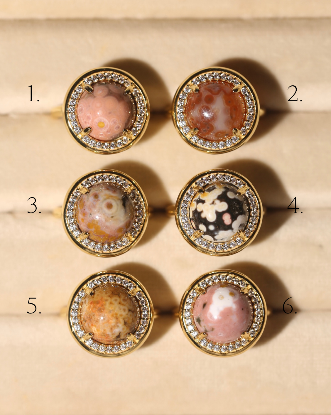OOAK Halo Ring - Ocean Jasper - Size 7/Group 35