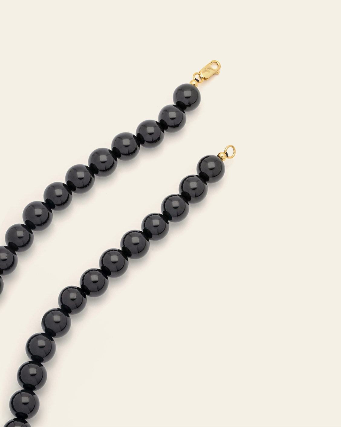 12mm Black Agate Boulé Necklace - Gold Vermeil