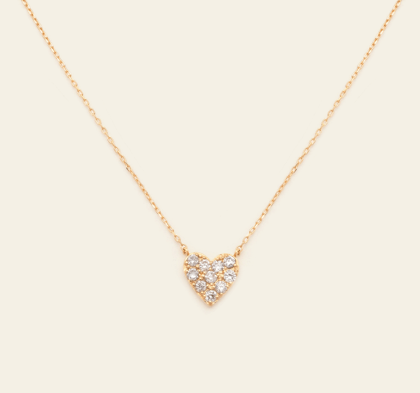 7mm Diamond Heart Necklace - 18k Solid Gold