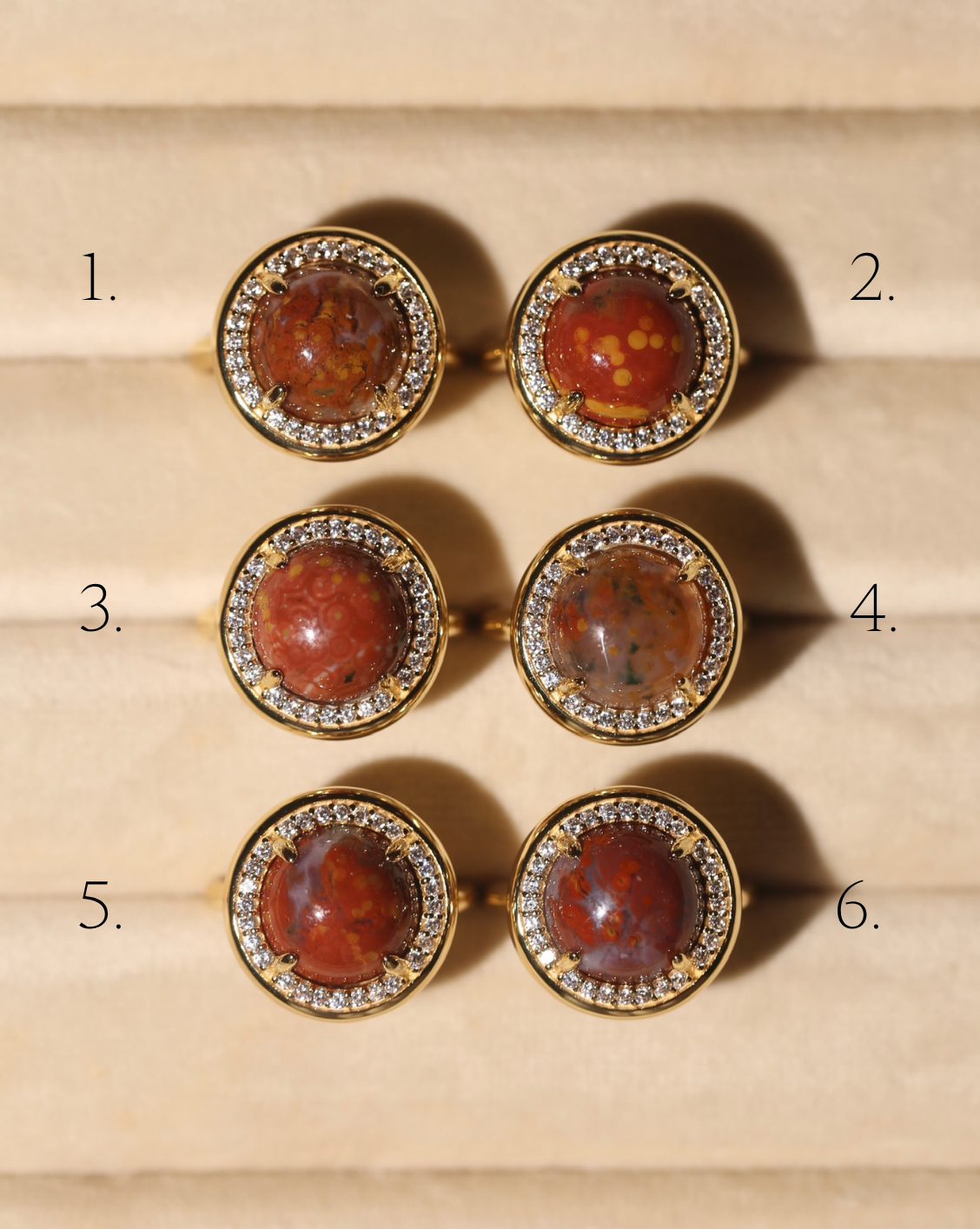 OOAK Halo Ring - Ocean Jasper - Size 7/Group 36