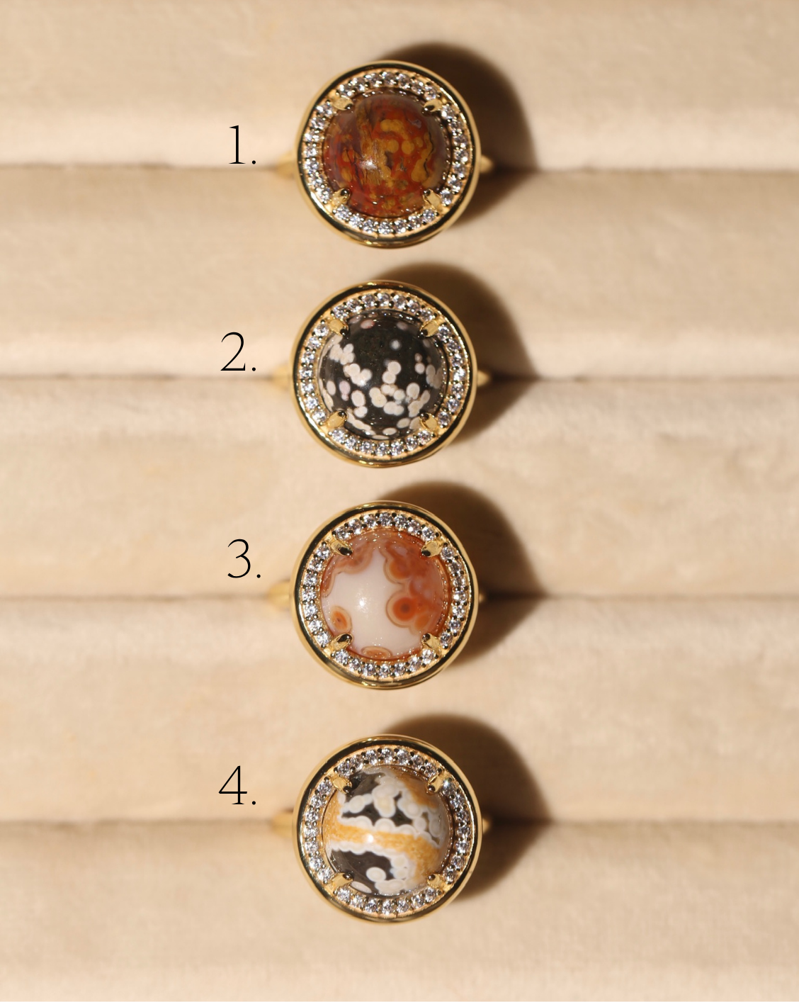 OOAK Halo Ring - Ocean Jasper - Size 7/Group 33