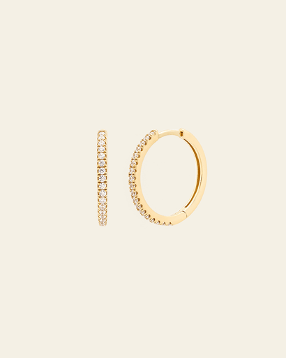 15mm Pave Essential Hoops - Gold Vermeil
