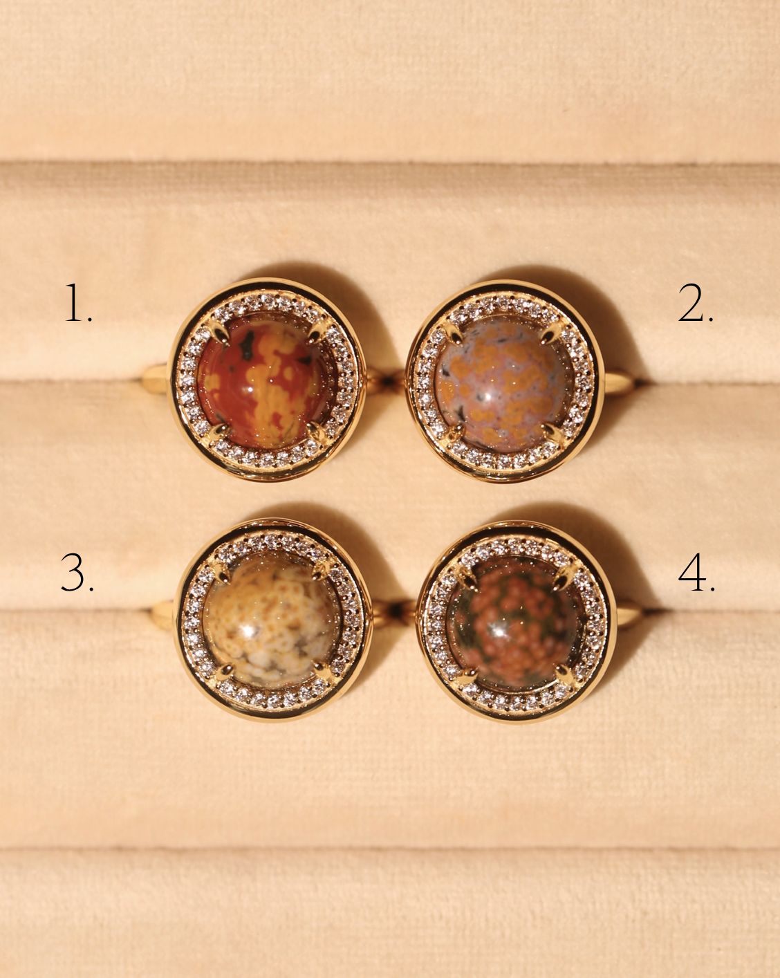 OOAK Halo Ring - Ocean Jasper - Size 8/Group 41