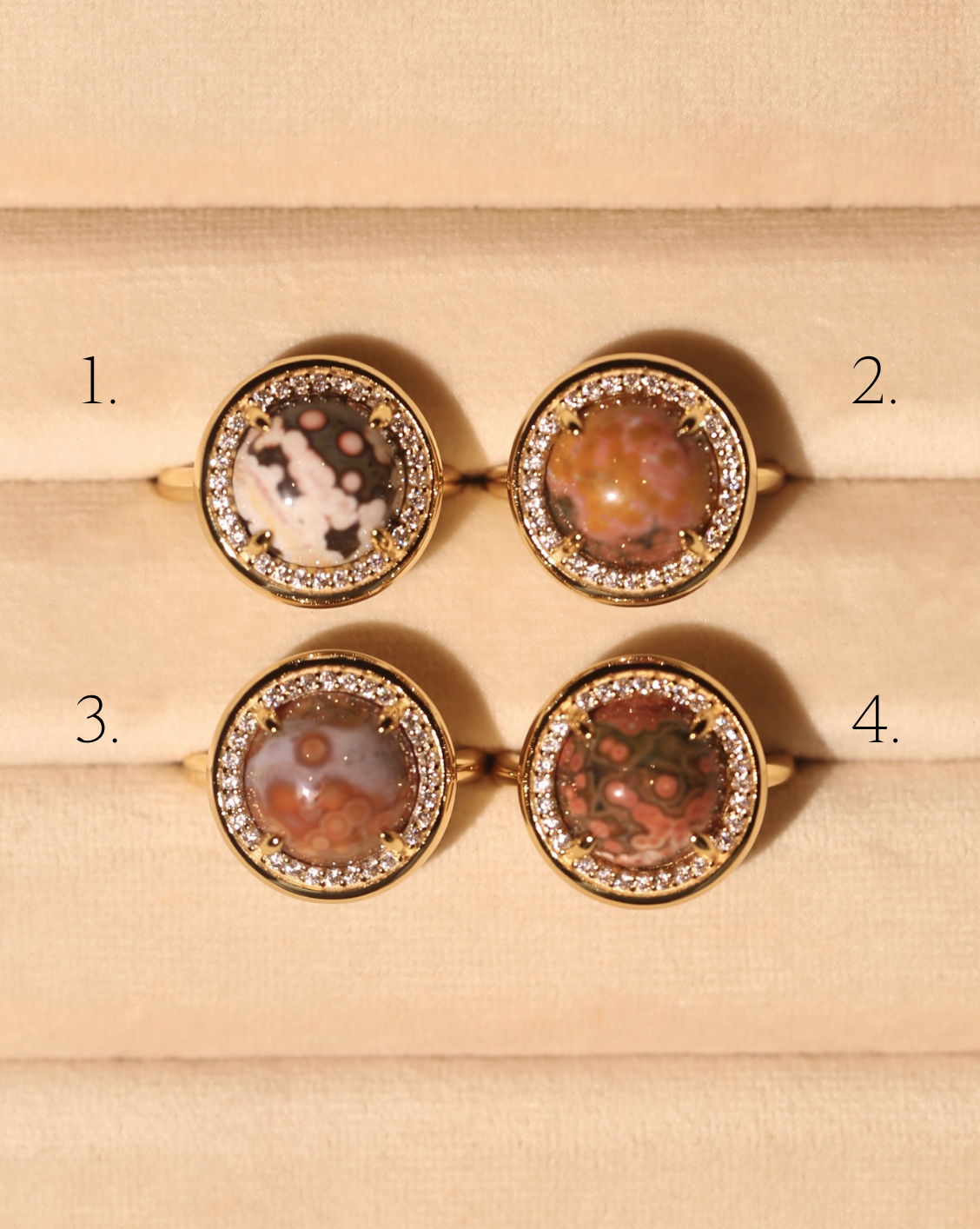 OOAK Halo Ring - Ocean Jasper - Size 8/Group 39