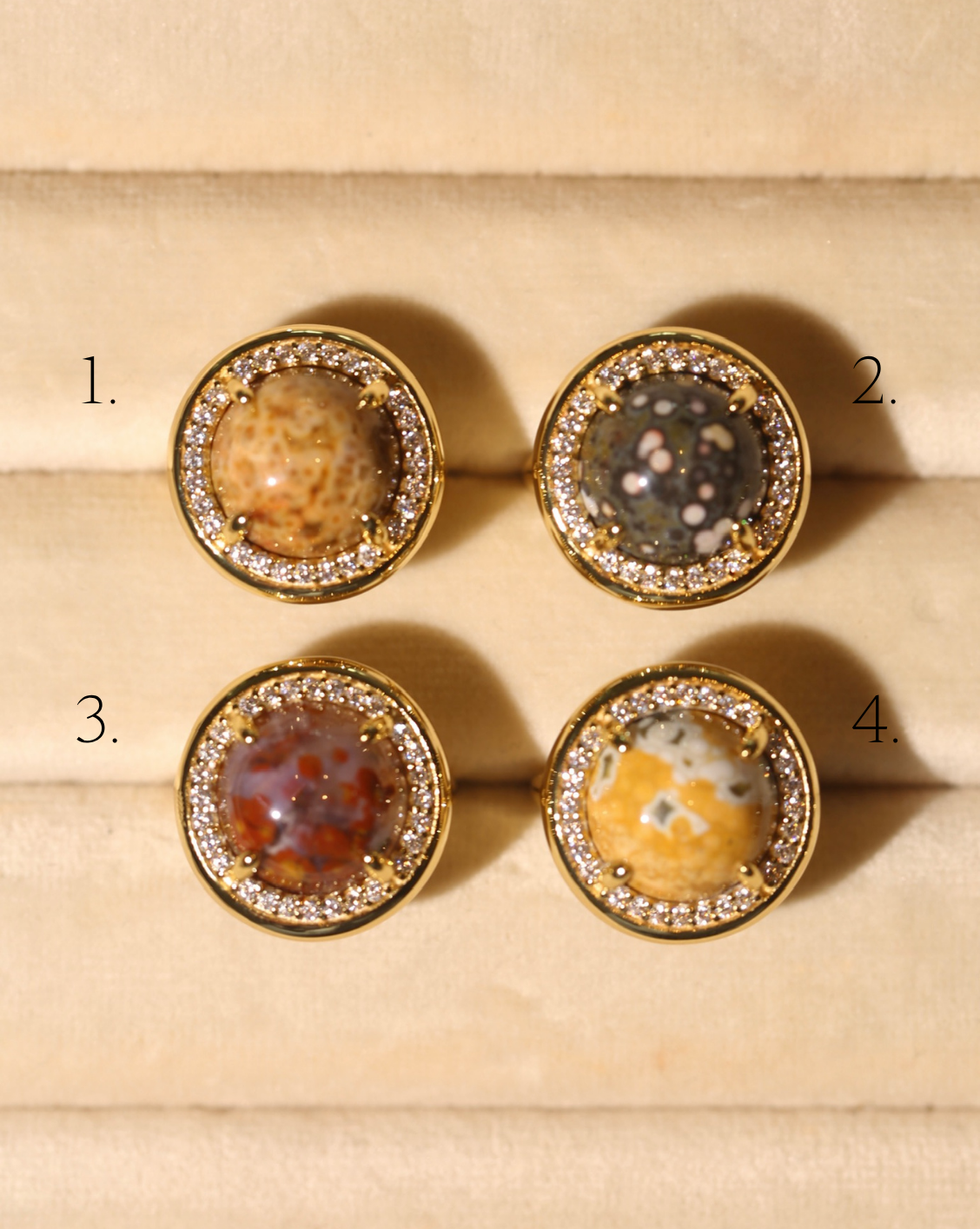 OOAK Halo Ring - Ocean Jasper - Size 4/Group 26