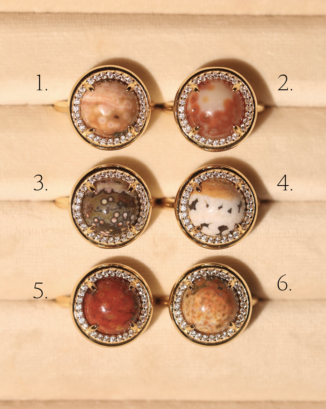 OOAK Halo Ring - Ocean Jasper - Size 8/Group 38