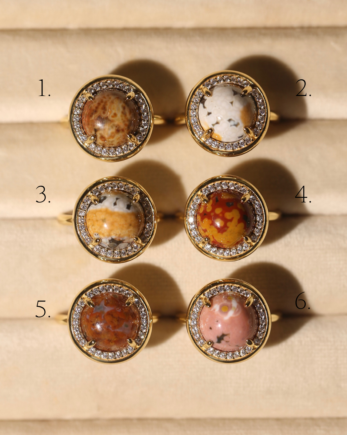 OOAK Halo Ring - Ocean Jasper - Size 9/Group 43