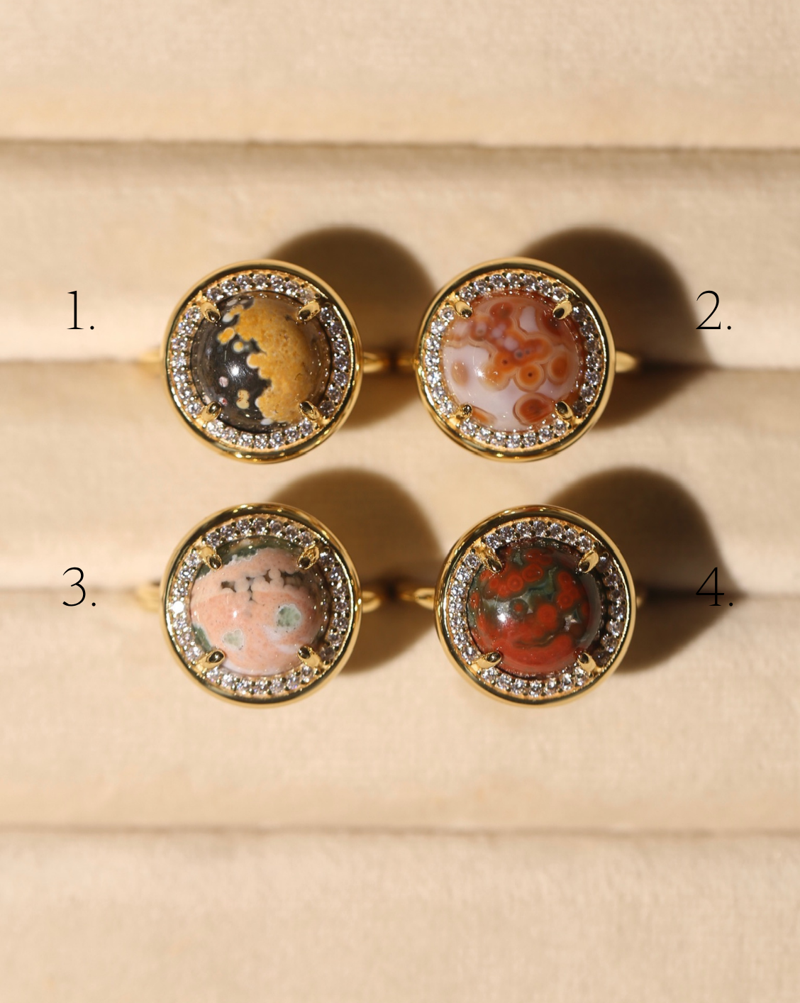 OOAK Halo Ring - Ocean Jasper - Size 9/Group 44