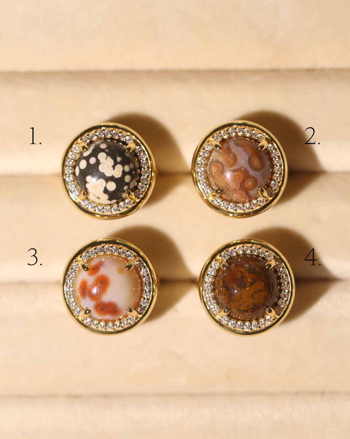 OOAK Halo Ring - Ocean Jasper - Size 4/Group 25