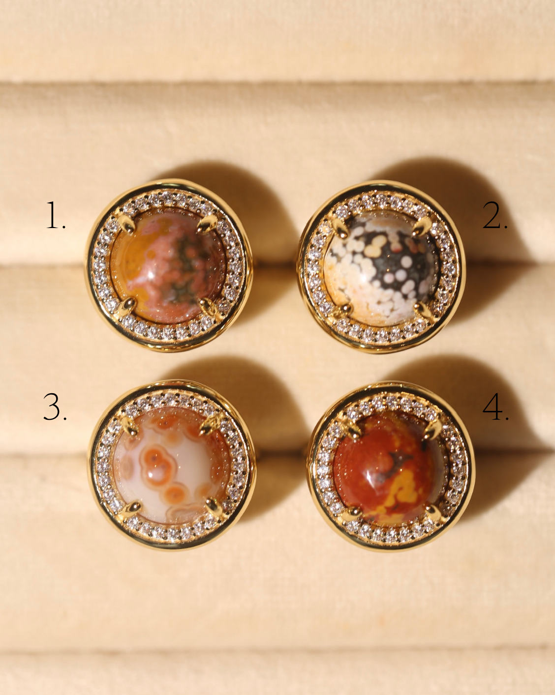 OOAK Halo Ring - Ocean Jasper - Size 4/Group 23