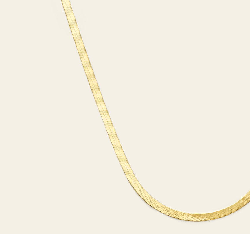 3mm Herringbone Chain - Gold Vermeil