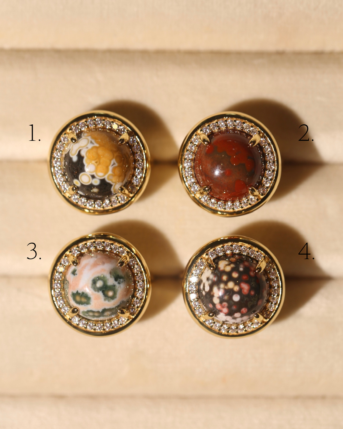 OOAK Halo Ring - Ocean Jasper - Size 4/Group 24