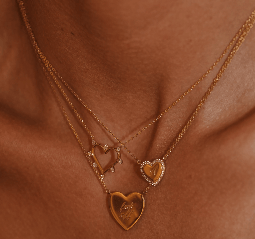 F Off Heart Necklace - Gold Vermeil