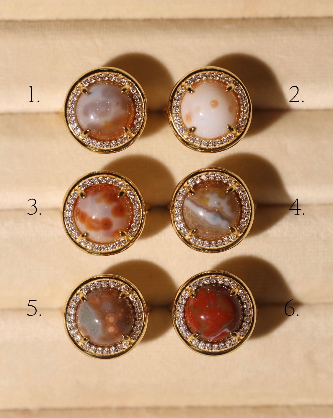 OOAK Halo Ring - Ocean Jasper - Size 5/Group 27