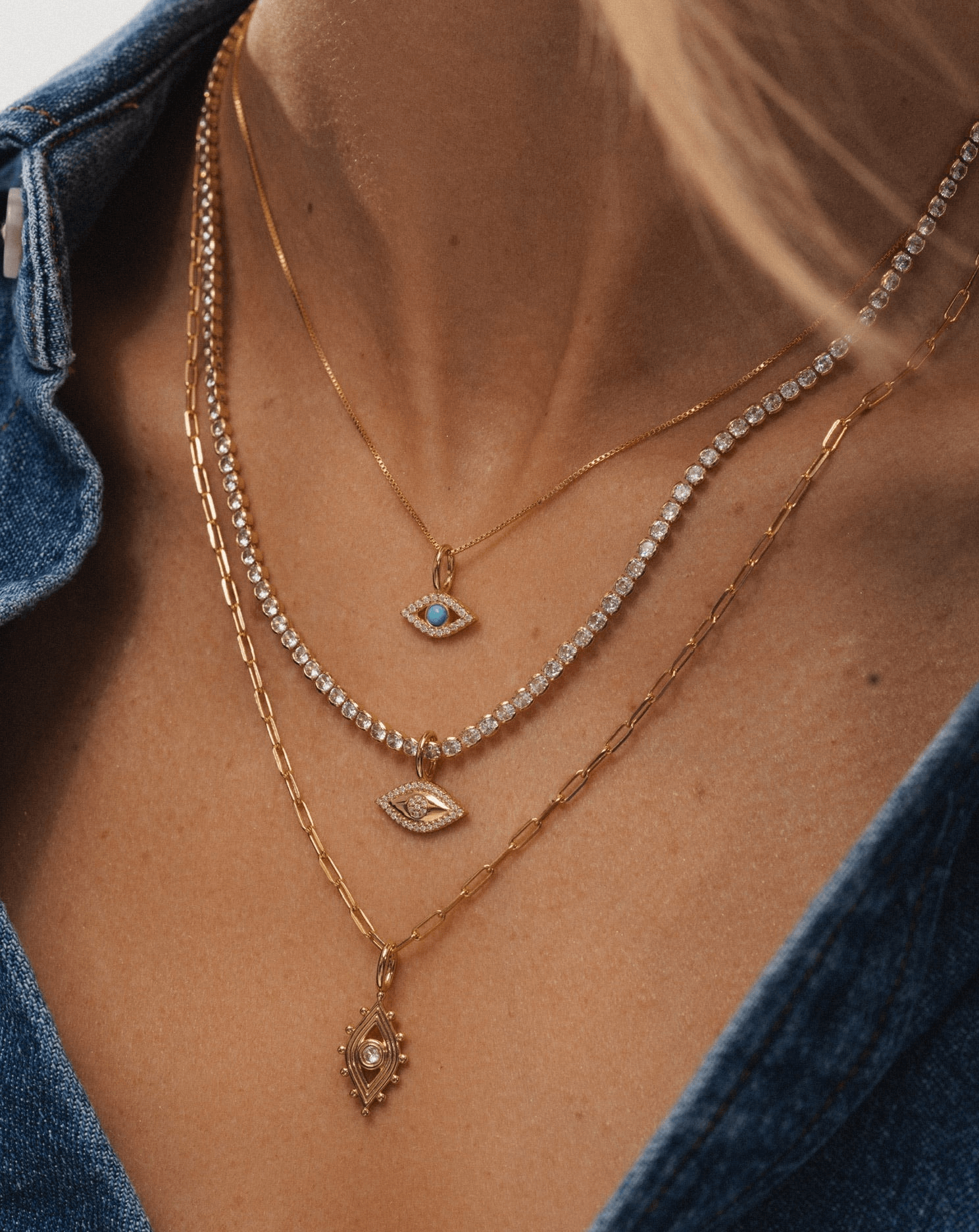 Pave Evil Eye Pendant Gold Vermeil Products Melanie Auld