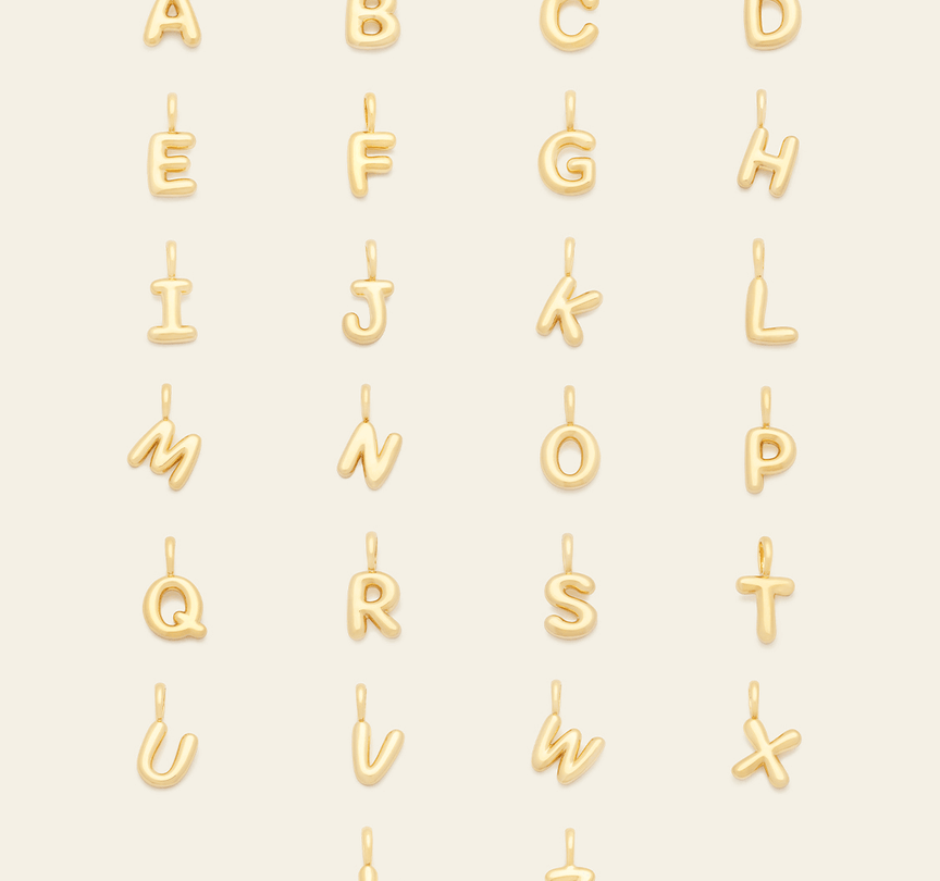 Puffed Letter Pendant - Gold Vermeil