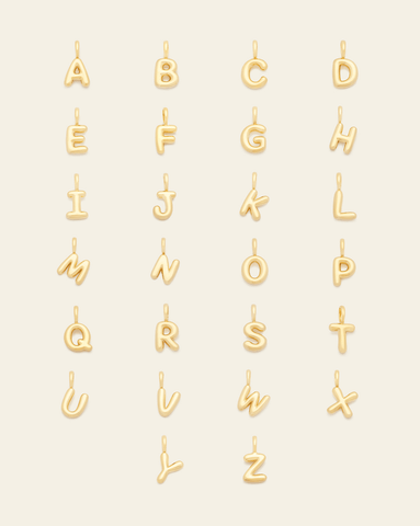 Puffed Letter Pendant - Gold Vermeil