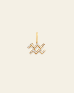 Aquarius Zodiac Pendant - Gold Vermeil