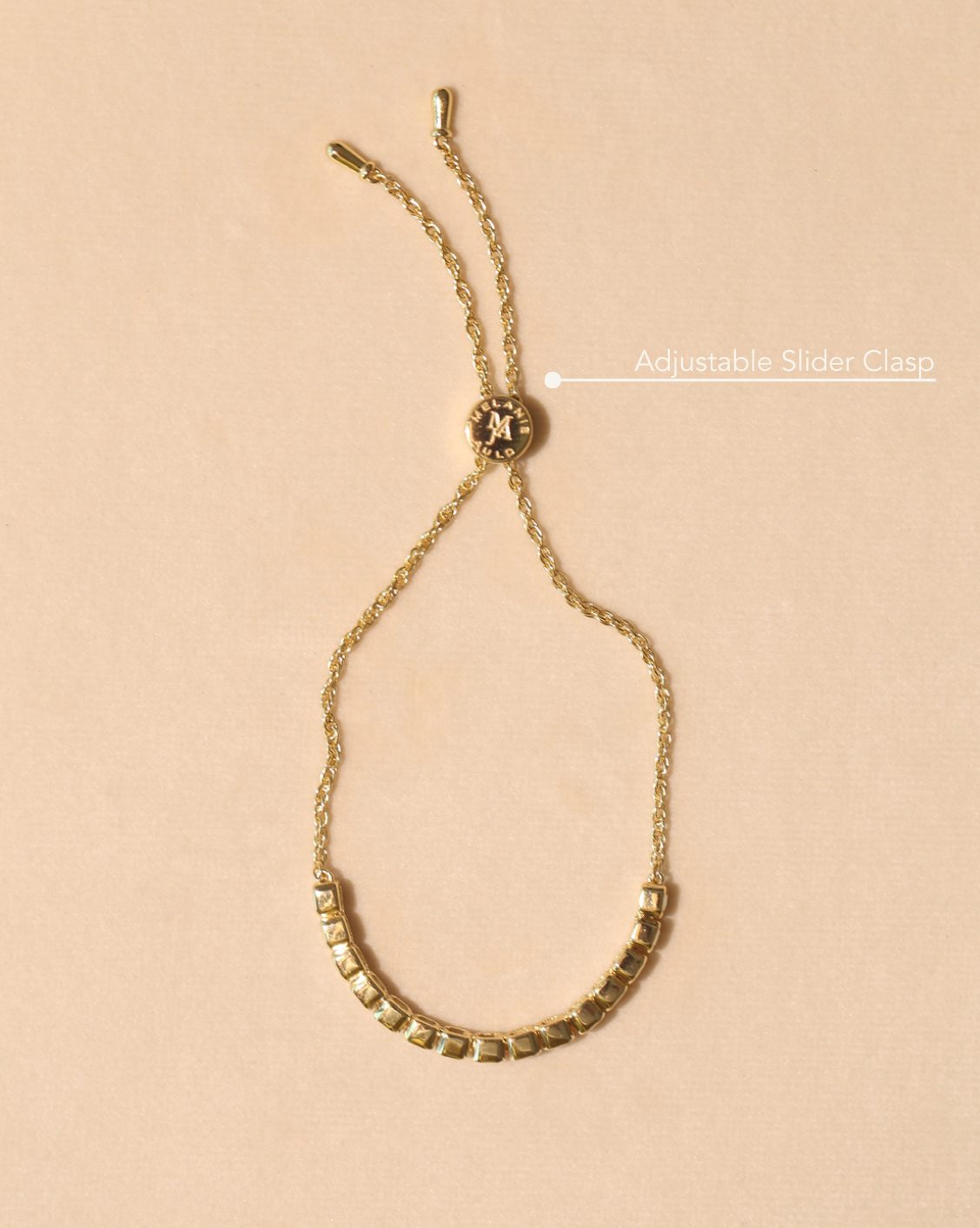 Asscher Cut Tennis Slip Bracelet - Gold Vermeil