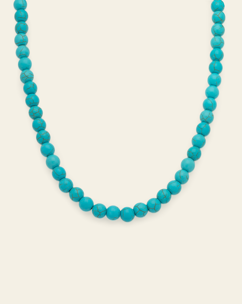 Blue Howlite Gemstone Necklace - Gold