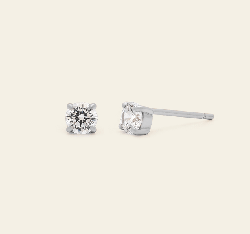 Bari Solitaire Studs - Sterling Silver