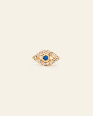 Blue Sapphire Evil Eye Stud - Gold Vermeil