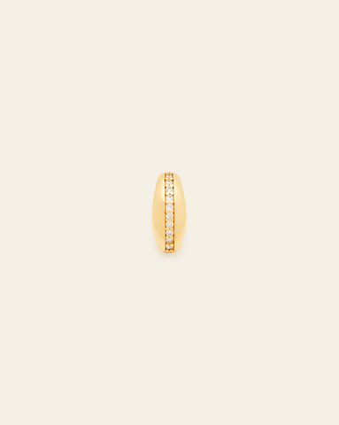 Gold bead spacer charm with a row of pavé CZ stone running along the center, displayed against a neutral background.