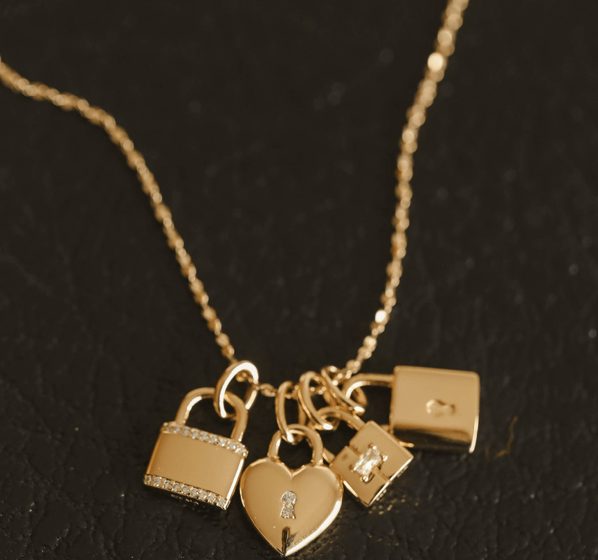 Pave Lock Pendant - Gold Vermeil