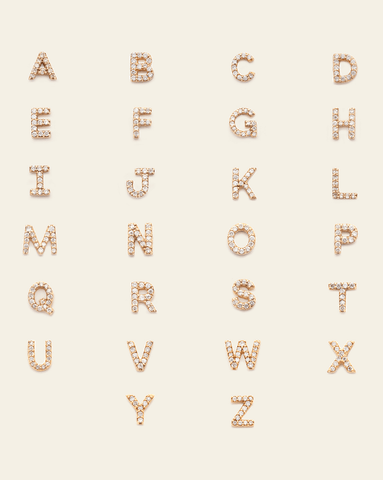 Diamond Initial Stud - 14k Solid Gold