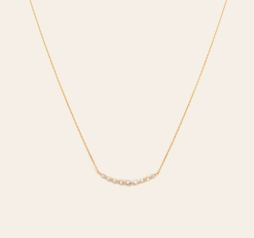 Diamond Arc Necklace - 18k Solid Gold