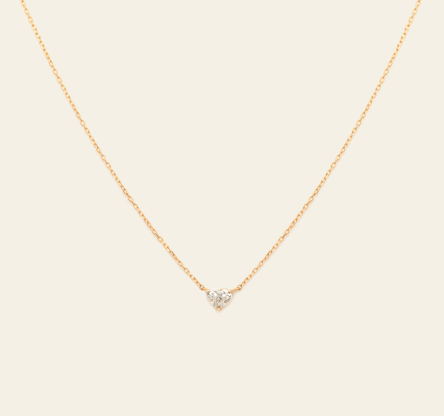 Diamond Heart Necklace - 18k Solid Gold