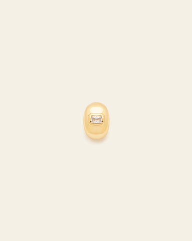 Gold bead charm featuring a single emerald-cut CZ stone set in the center, displayed against a neutral background.