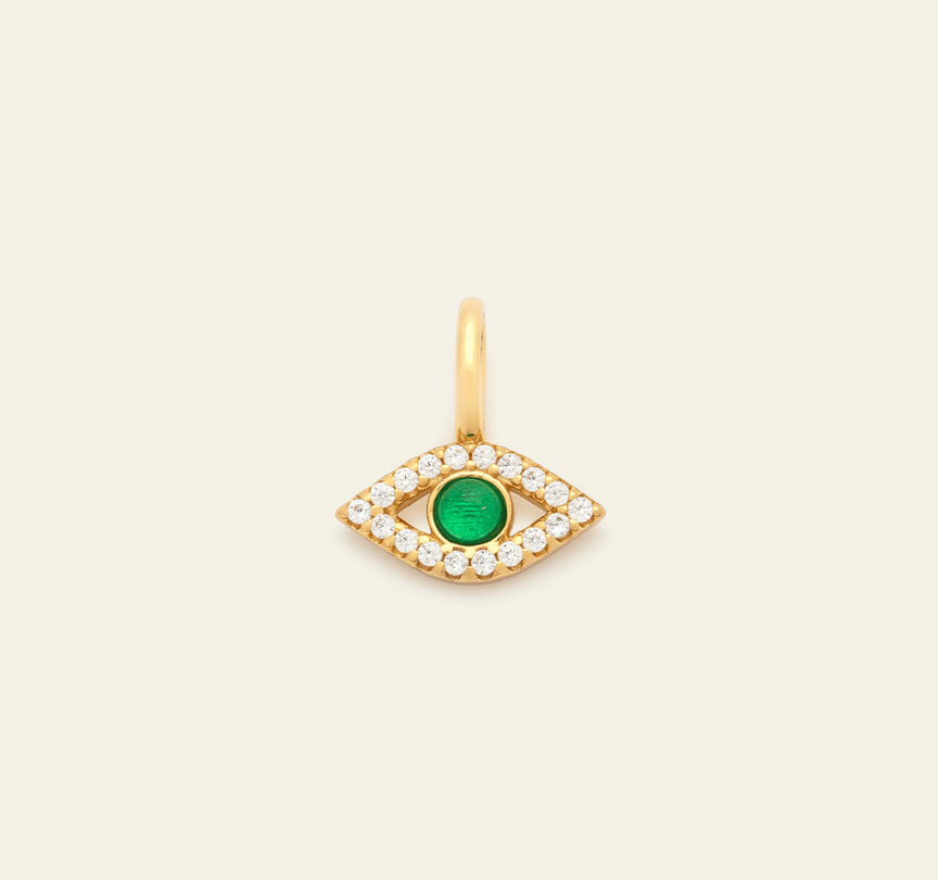 Emerald Evil Eye Pendant - Gold Vermeil