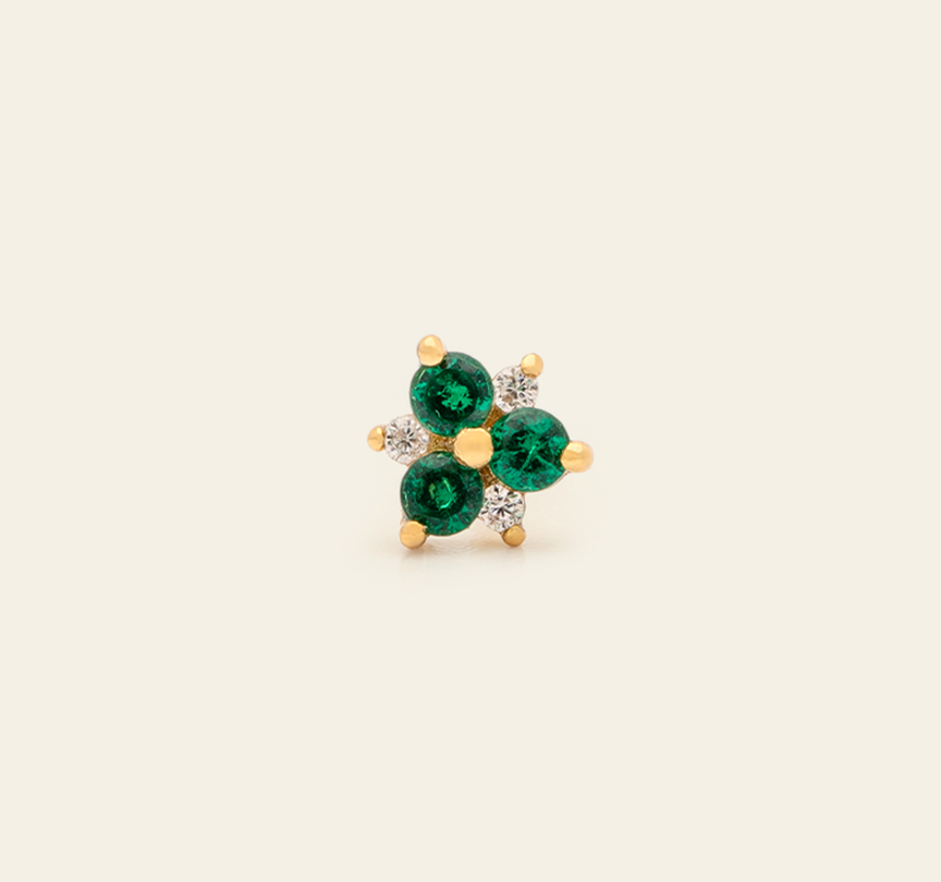 Emerald Flower Stud - Gold Vermeil