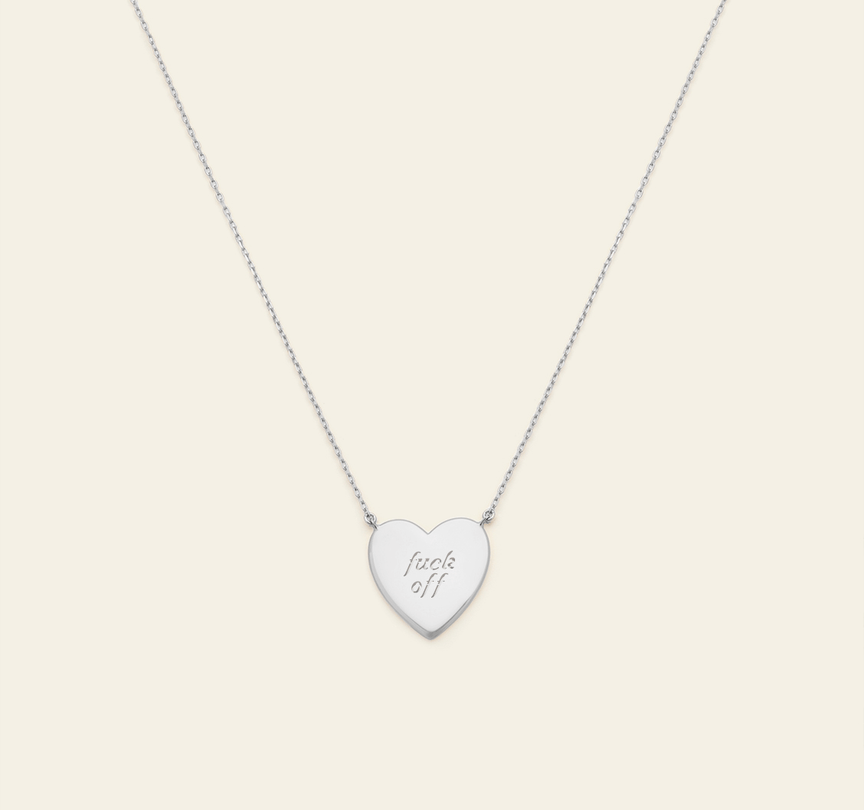 *Preorder* F Off Heart Necklace - Sterling Silver