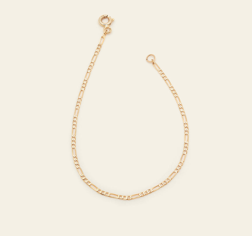 Figaro Chain Anklet - 10k Solid Gold