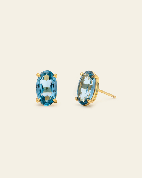 Forever Oval Stud Vermeil/Blue Topaz| Product | Melanie Auld