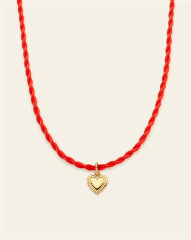Framed Heart Necklace - Lobster Red/Gold Vermeil
