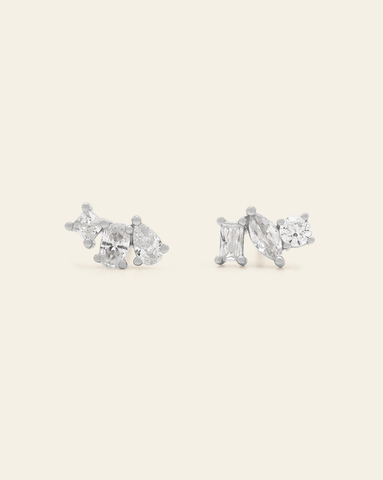 Gigi Asymmetrical Studs - Sterling Silver